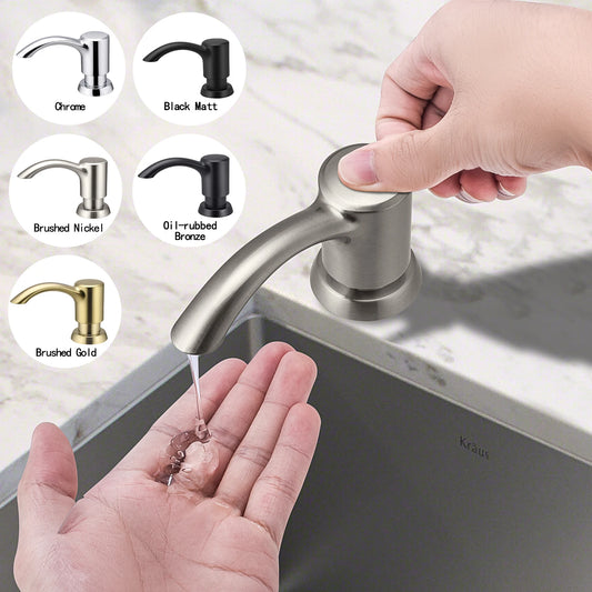 Samodra Nickel & Black Soap Dispenser – Built-In 360 ml Countertop Pump for Kitchen & Bathroom