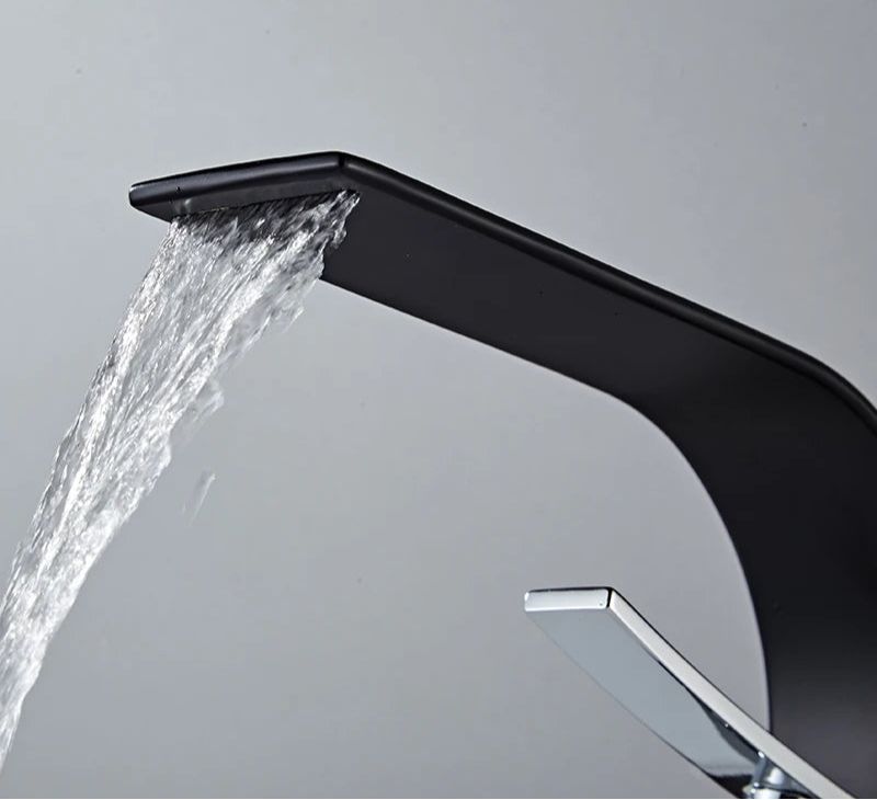 Modern Waterfall Bathroom Basin Faucet – Hot & Cold Mixer Tap, Deck Mounted
