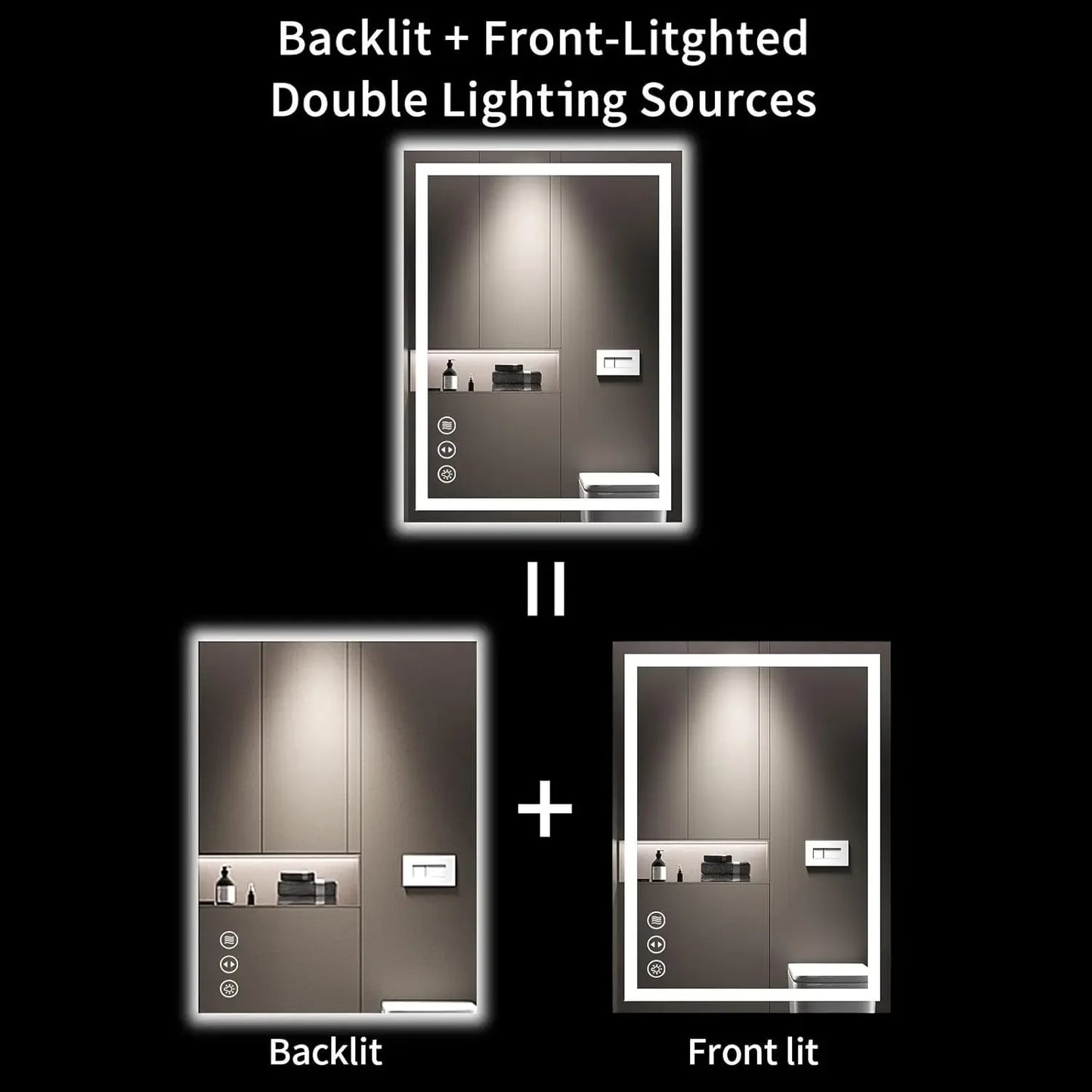 [Flash Sale!Free Shipping!][Best Seller!]24X32 LED Bathroom Mirror with Lights, Anti-Fog, Dimmable, Backlit + Front Lit, Lighted