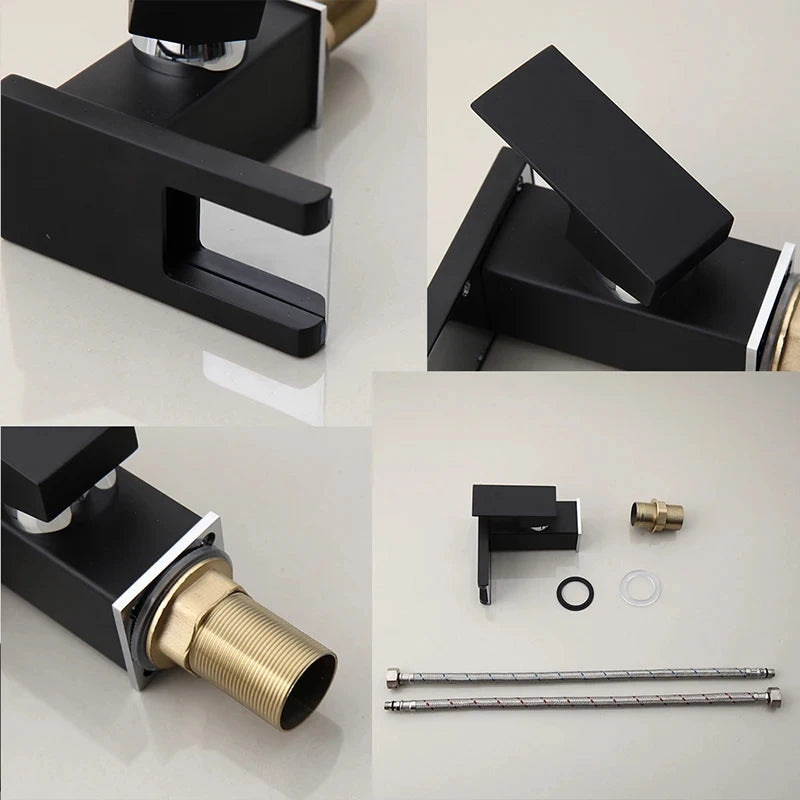 Bathroom LED Waterfall Faucet – Hydropower Basin Mixer, Deck Mounted Solid Brass Tap