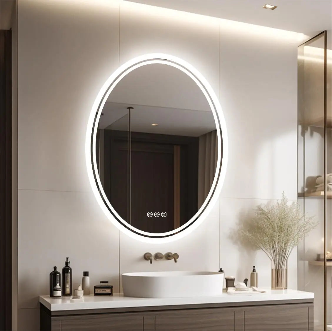 28" / 32" Oval LED Bathroom Mirror – Dimmable Backlit Anti-Fog Lighted Vanity Mirror with Touch Sensor