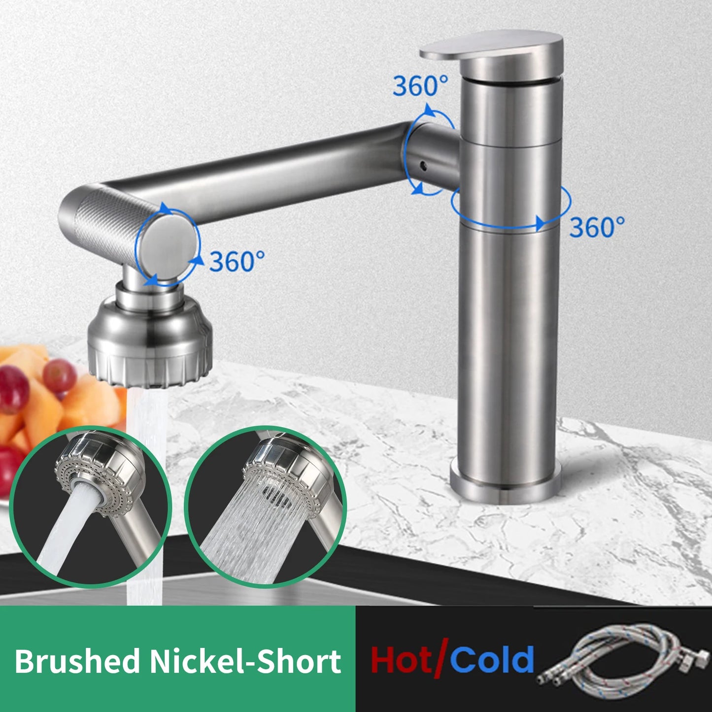 Stainless Steel 1080° Swivel Faucet | Kitchen & Bathroom Mixer Tap