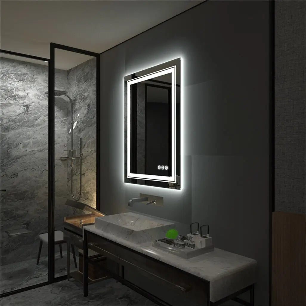 LUVODI 28×36" Rectangular LED Bathroom Mirror – Dimmable Touch Screen with Anti-Fog Function