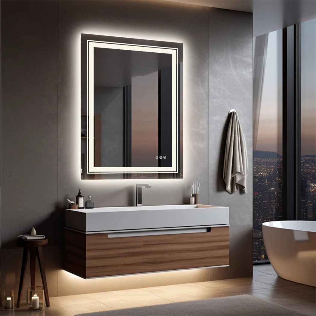 LUVODI 28×36" Rectangular LED Bathroom Mirror – Dimmable Touch Screen with Anti-Fog Function