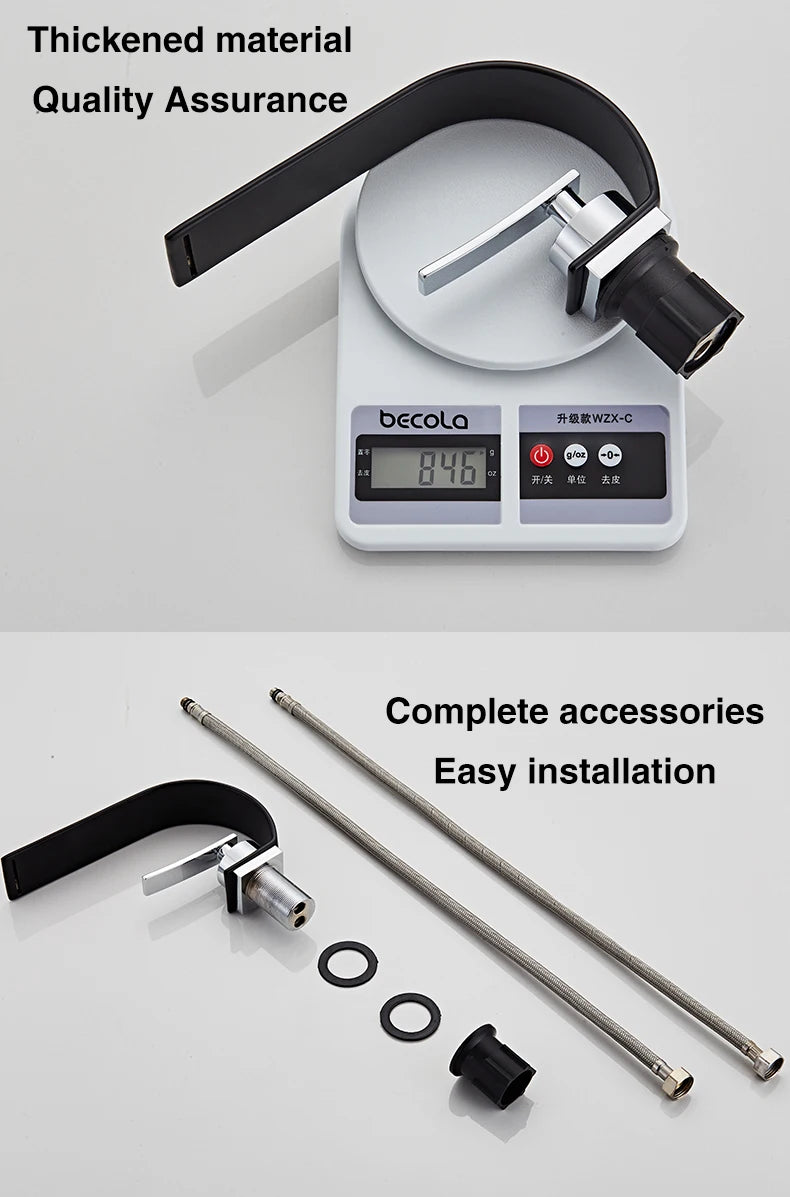 Modern Waterfall Bathroom Basin Faucet – Hot & Cold Mixer Tap, Deck Mounted