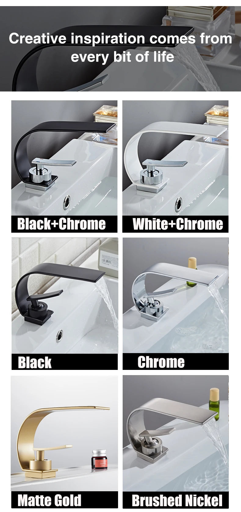 Modern Waterfall Bathroom Basin Faucet – Hot & Cold Mixer Tap, Deck Mounted