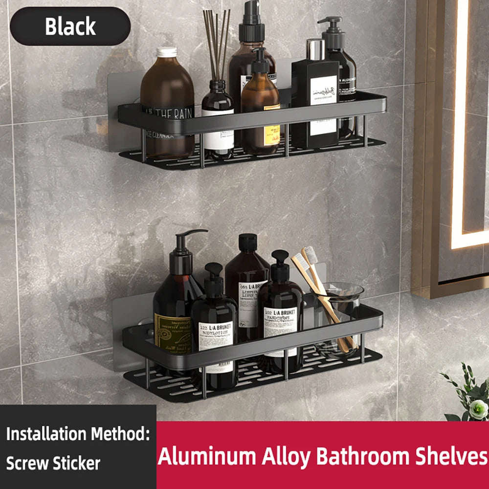Bathroom Wall Shelf | No-Drill Shower & Towel Storage Rack