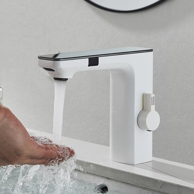 Chrome Bathroom Basin Faucet Hot Cold Water Mixer Deck Mount  Bathroom Sink Faucet
