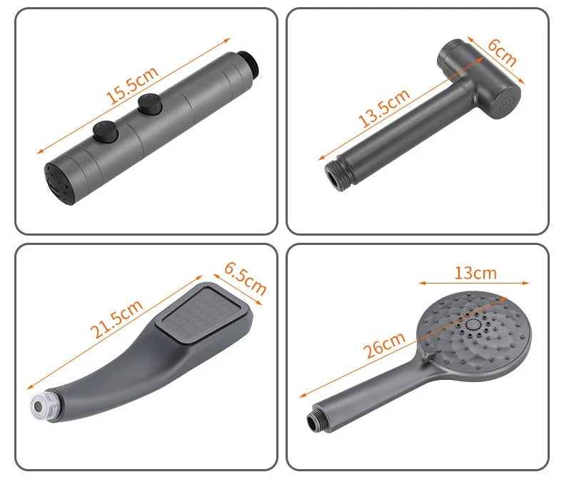 Wall-Mounted Brass Bathtub Faucet with Long Spout and Spray Gun – Hot & Cold Mixer Tap