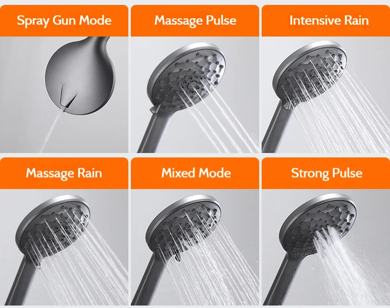 Wall-Mounted Brass Bathtub Faucet with Long Spout and Spray Gun – Hot & Cold Mixer Tap