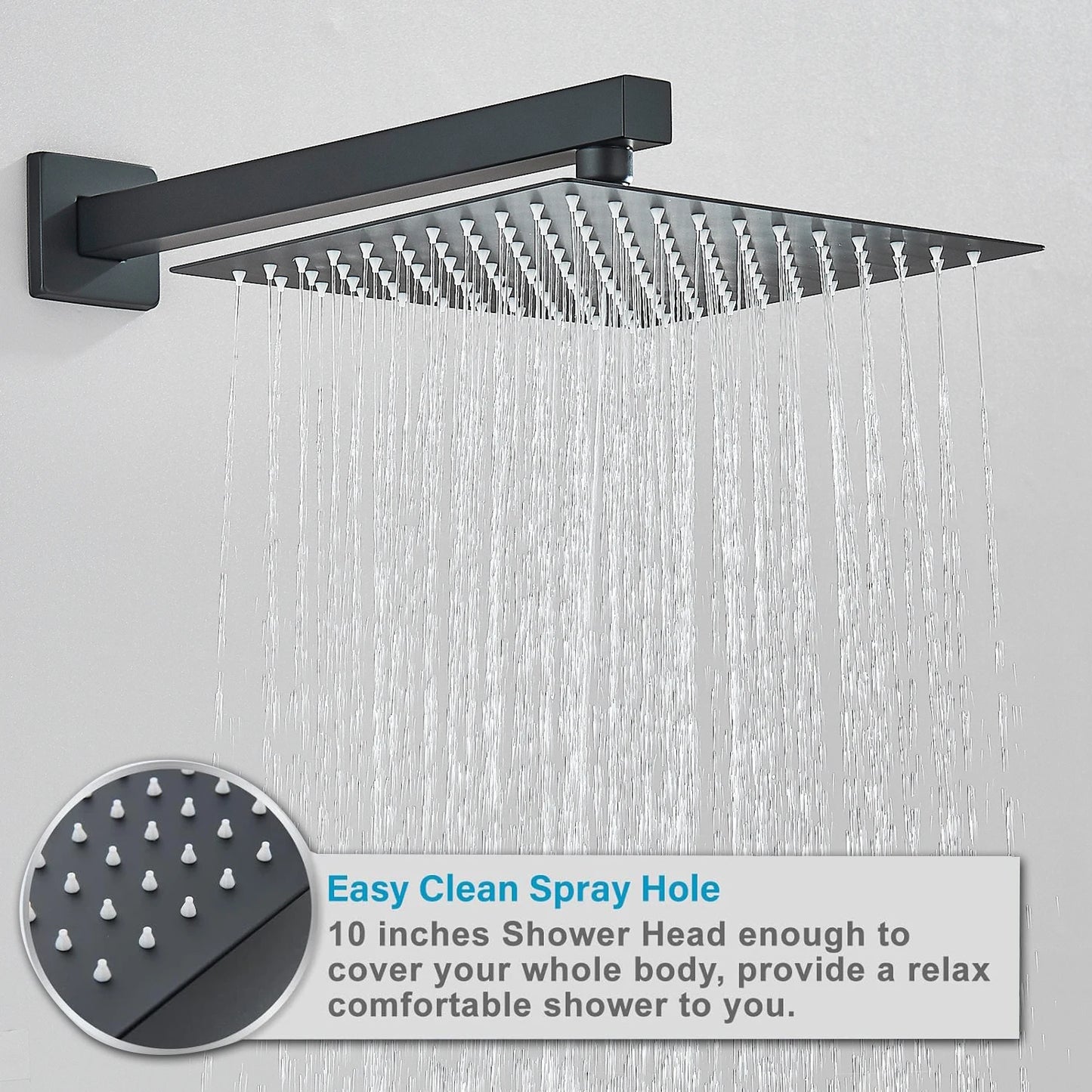 Black Concealed Rainfall Shower System – Wall-Mounted Waterfall Mixer Set with Tub Spout