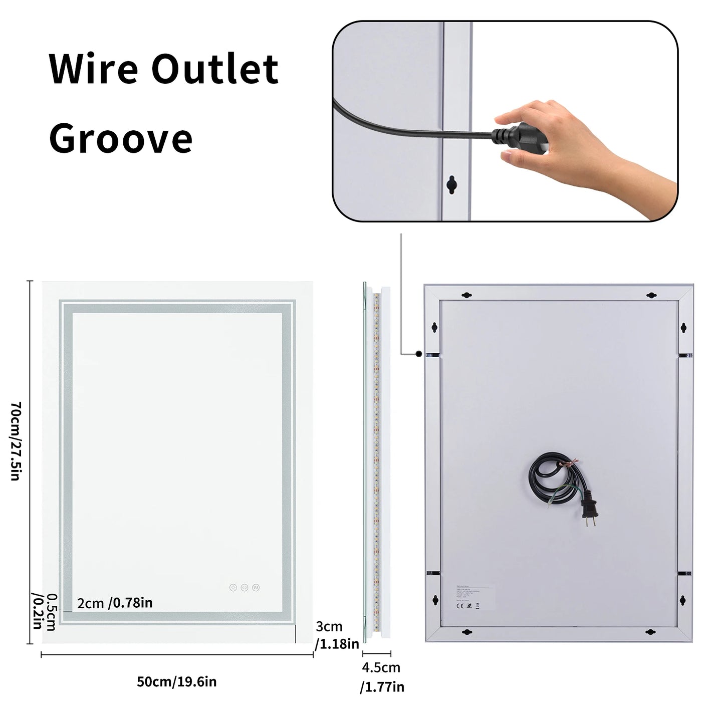 LUVODI 28×36" Rectangular LED Bathroom Mirror – Dimmable Touch Screen with Anti-Fog Function