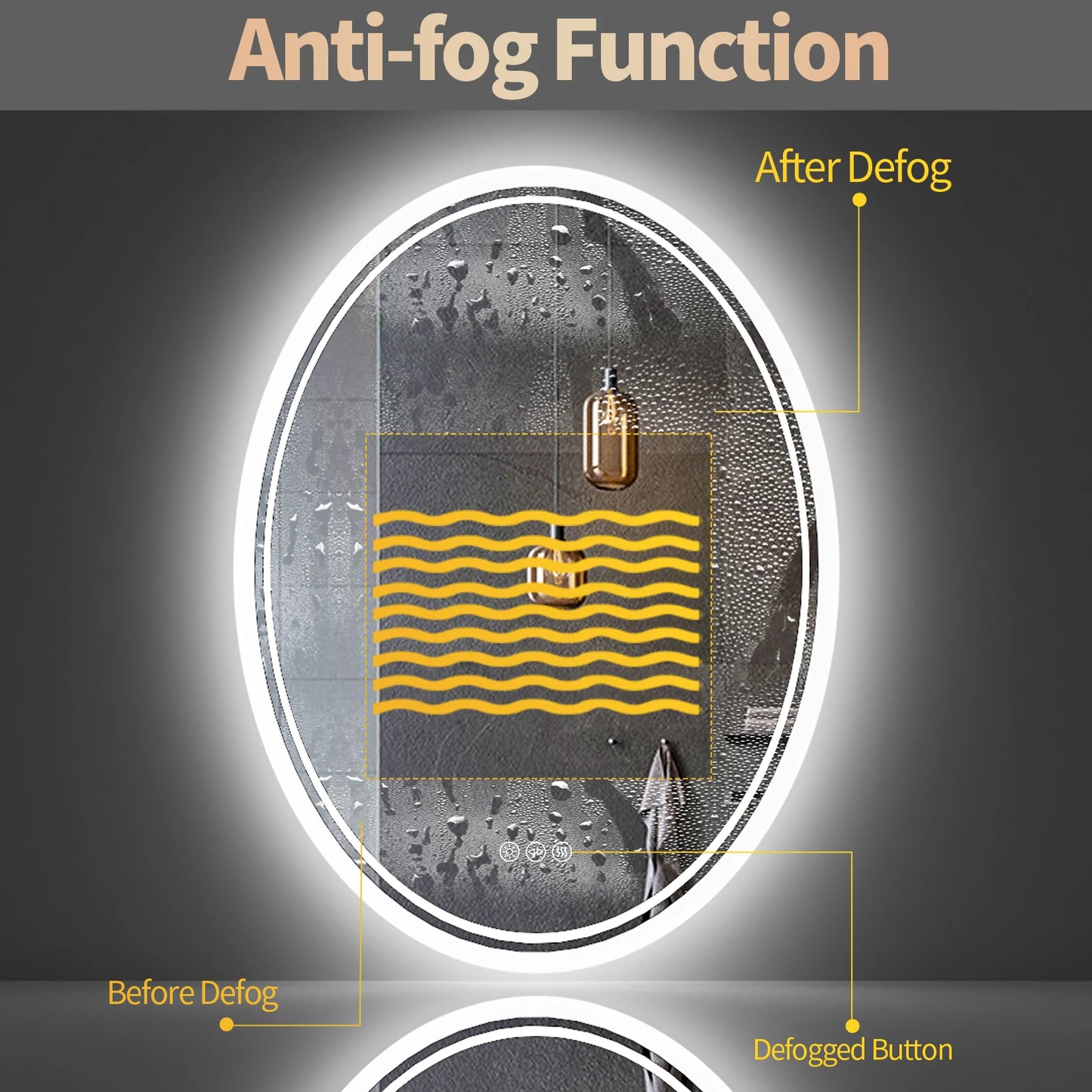 28" / 32" Oval LED Bathroom Mirror – Dimmable Backlit Anti-Fog Lighted Vanity Mirror with Touch Sensor