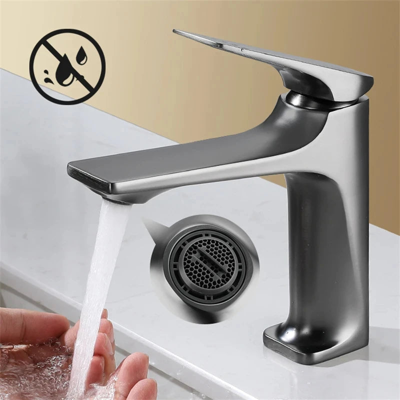 Bathroom Sink Faucet – Brass Single Handle Deck-Mounted Hot & Cold Mixer Tap
