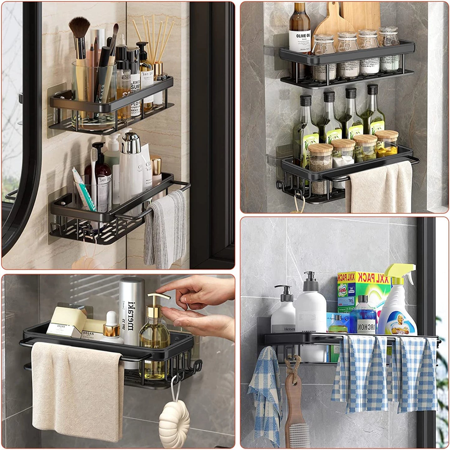 Bathroom Wall Shelf | No-Drill Shower & Towel Storage Rack