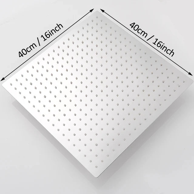 16 Inch Luxury Ultrathin Rainfall Shower Head – Stainless Steel Chrome/Nickel