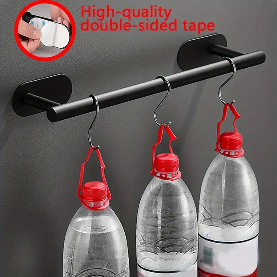 40 cm Stainless Steel Towel Rack – No-Drill Self-Adhesive Wall-Mounted Shelf for Bathroom & Home