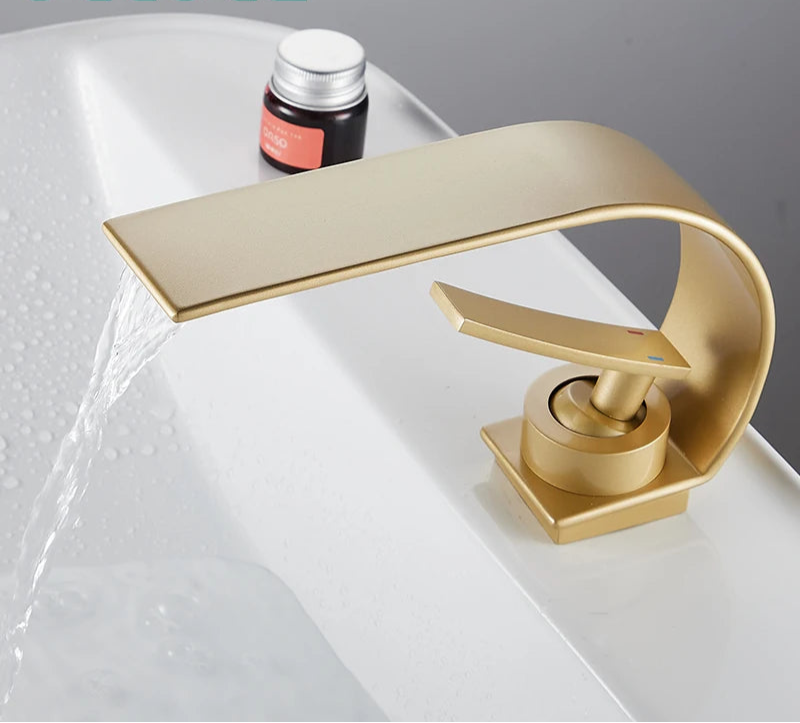 Modern Waterfall Bathroom Basin Faucet – Hot & Cold Mixer Tap, Deck Mounted