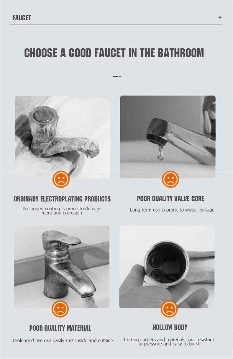 Bathroom Sink Faucet – Brass Single Handle Deck-Mounted Hot & Cold Mixer Tap