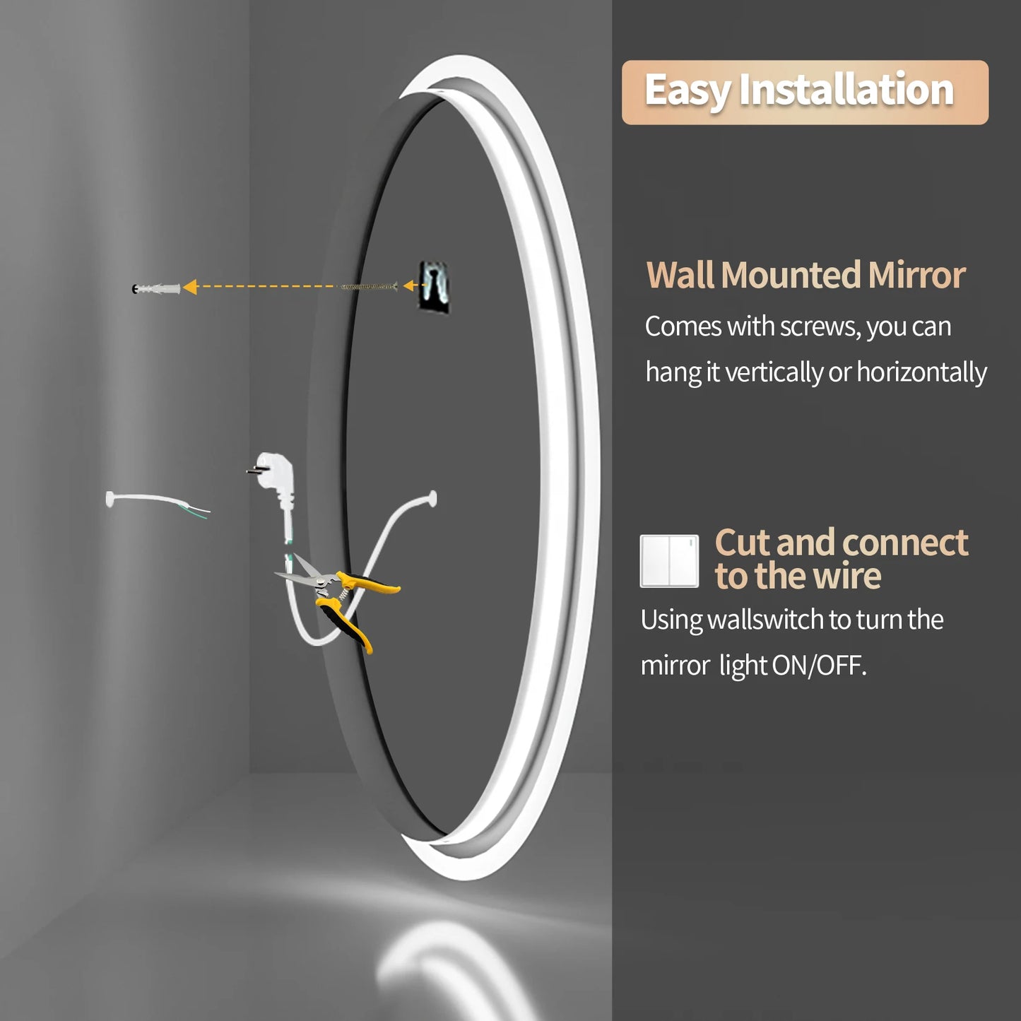 28" / 32" Oval LED Bathroom Mirror – Dimmable Backlit Anti-Fog Lighted Vanity Mirror with Touch Sensor