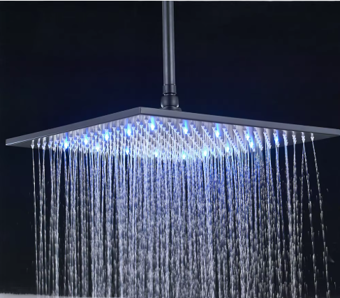 16" LED Rainfall Shower Head – Ultra-Thin Square Brass Bathroom Fixture
