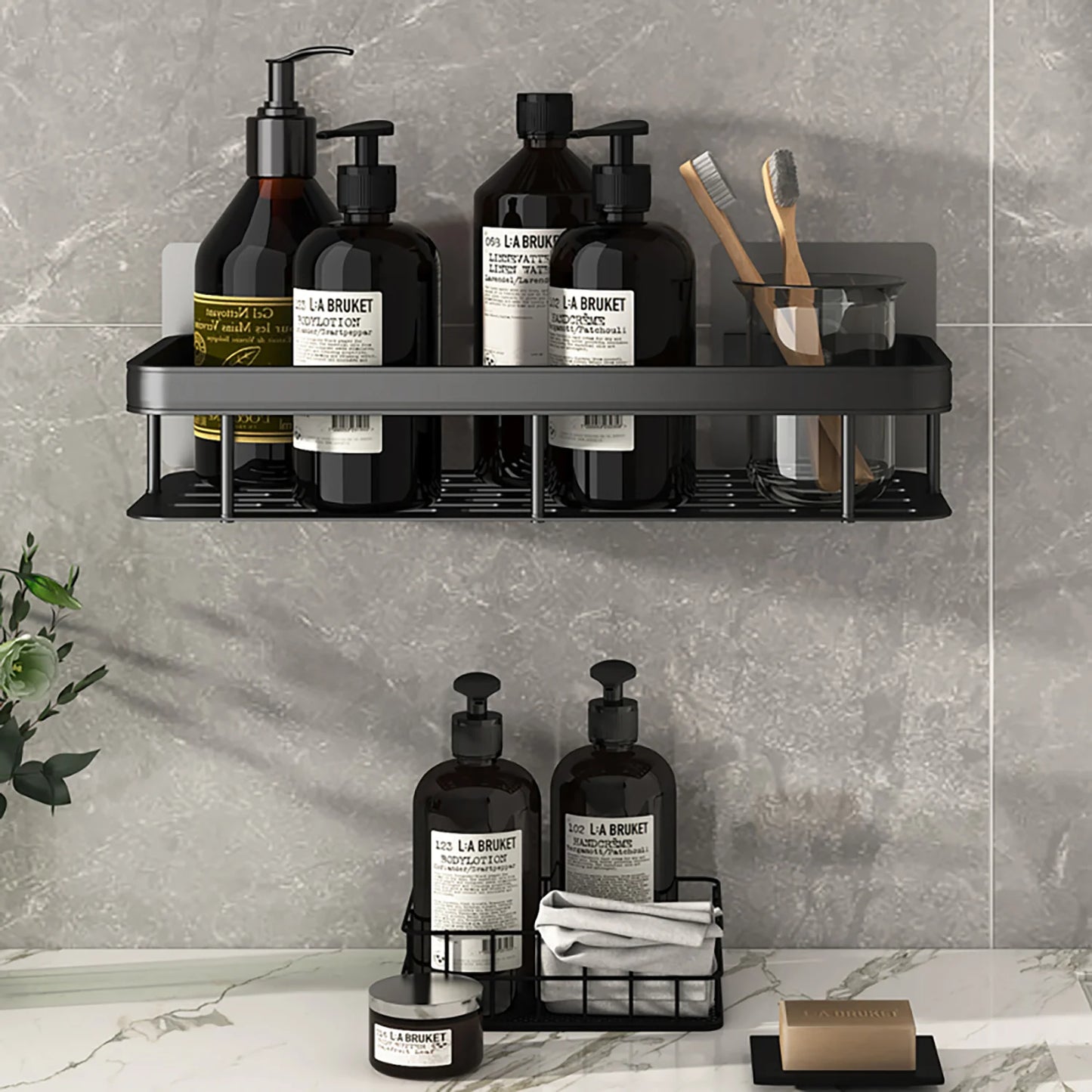 Bathroom Wall Shelf | No-Drill Shower & Towel Storage Rack