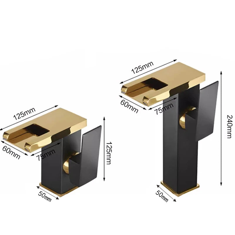 Bathroom LED Waterfall Faucet – Hydropower Basin Mixer, Deck Mounted Solid Brass Tap