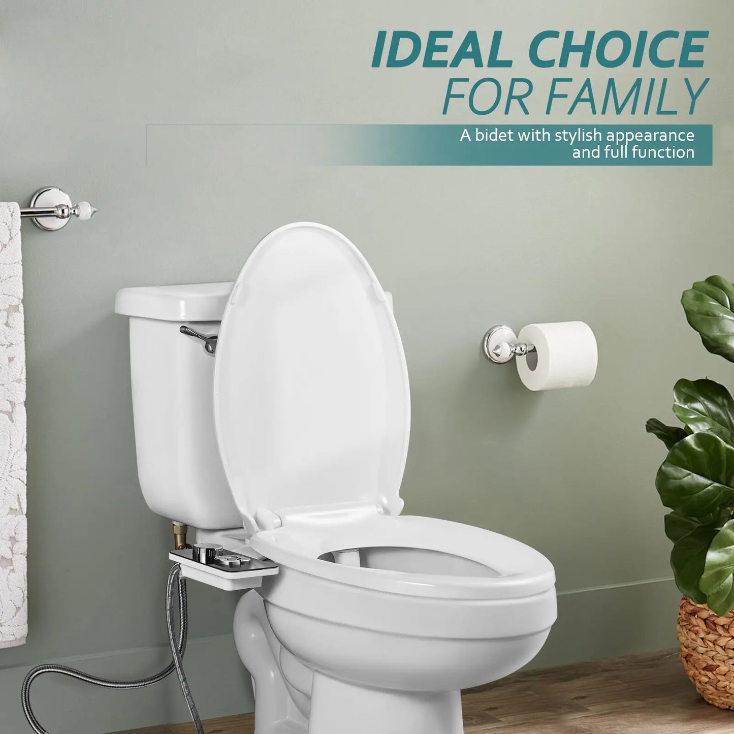 Ultra-Thin Non-Electric Bidet Attachment | Dual Nozzles, Front & Rear Wash