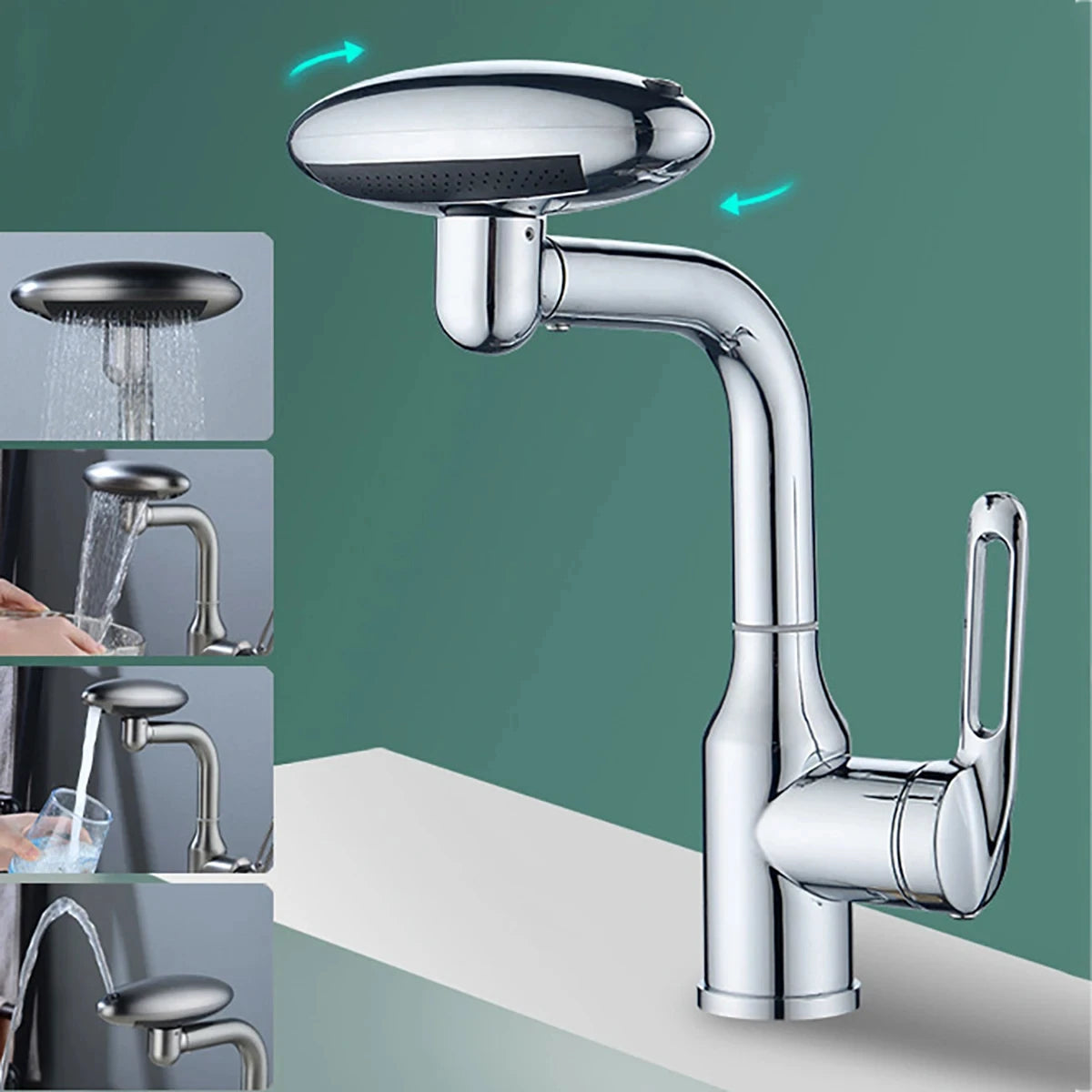 Multi-Functional Waterfall Basin Faucet – 4-Mode Spray Mixer Tap with 360° Rotation