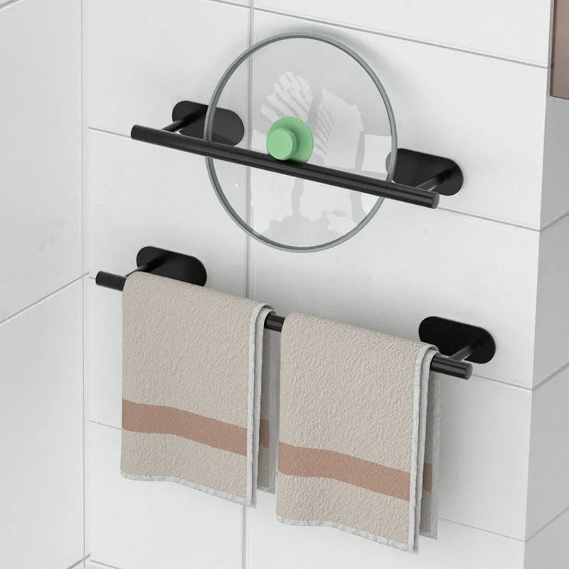 40 cm Stainless Steel Towel Rack – No-Drill Self-Adhesive Wall-Mounted Shelf for Bathroom & Home