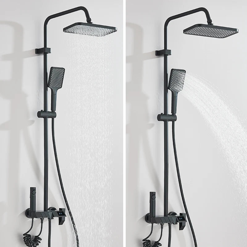 Rozin Black Digital Shower Faucet Set | Smart Rainfall System