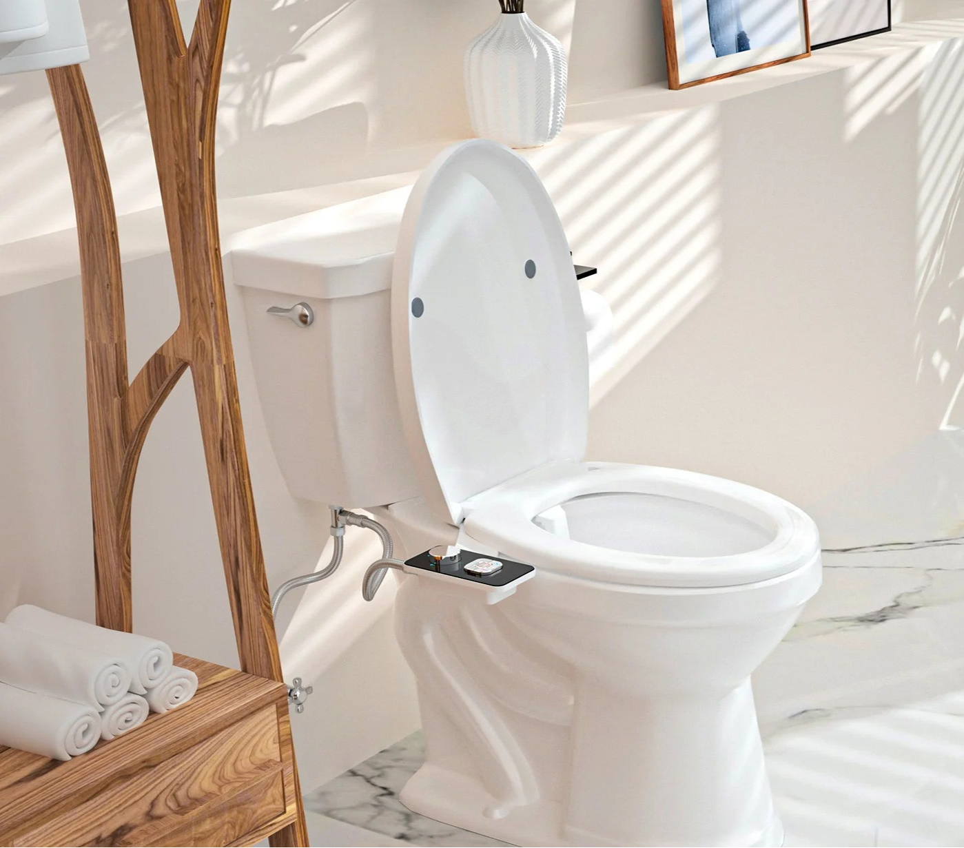 Ultra-Thin Non-Electric Bidet Attachment | Dual Nozzles, Front & Rear Wash