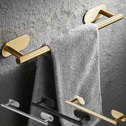 40 cm Stainless Steel Towel Rack – No-Drill Self-Adhesive Wall-Mounted Shelf for Bathroom & Home