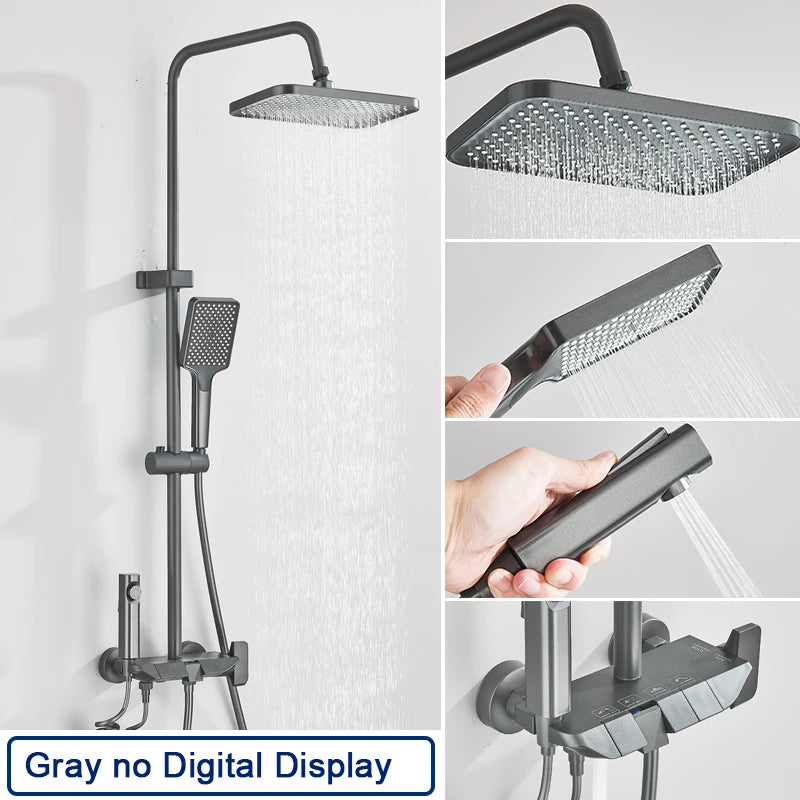 Rozin Black Digital Shower Faucet Set | Smart Rainfall System