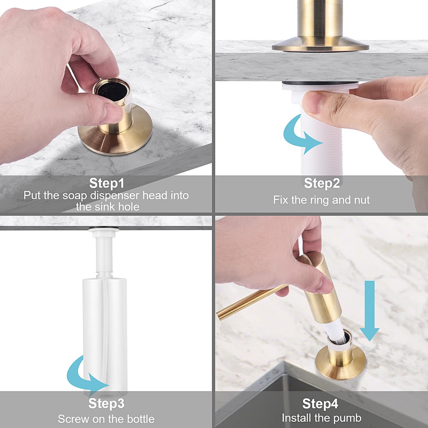 Samodra Black Built-In Soap Dispenser | Brass Pump & 500ml Bottle